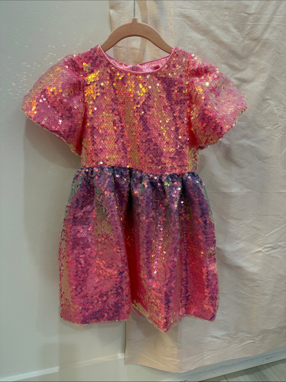 Lola + The Boys Iridescent Pink Sequin Party Dress